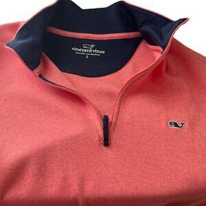 Vineyard Vines Men's Saltwater Quarter-Zip Sweater - Size Large - Salmon